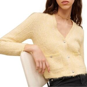 Maje Yellow Cardigan Sweater